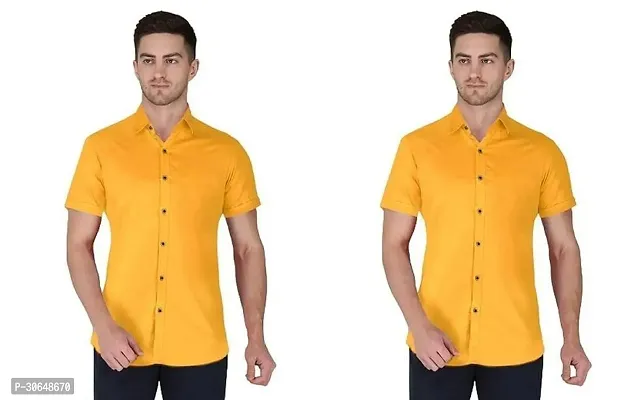 Stylish Cotton Spandex Half Sleeve Shirts For Men Pack of 2-thumb0