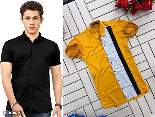 Stylish Cotton Spandex Half Sleeve Shirts For Men Pack of 2