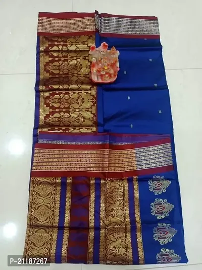 Orange Blue Sambalpuri Handwoven Silk Saree - Sambalpuri Fab