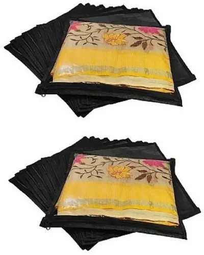 Classecrafts Non - Woven Single Packing Saree Cover Set, Garment Storage Bag Black24pc single saree coverNW(Black)