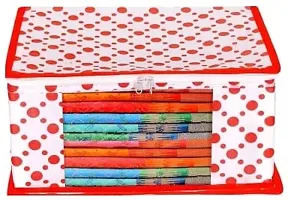 Classecrafts Non Woven Fabric Saree Cover/Clothes Organizer With Transparent Window Red10pc non woven polka dot(Red)-thumb1