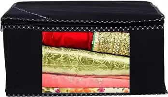 Classecrafts Saree Cover Quality Pack Of 4 Non Woven Designer Height Saree Cover Black-thumb1