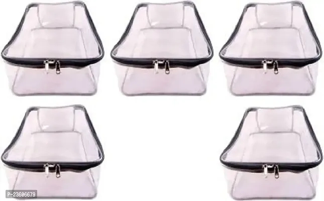 Classecrafts Pack Of 5Pc Large Transparent Shirt Cover Saree Cover Storage Bag Organizer Bag Grey