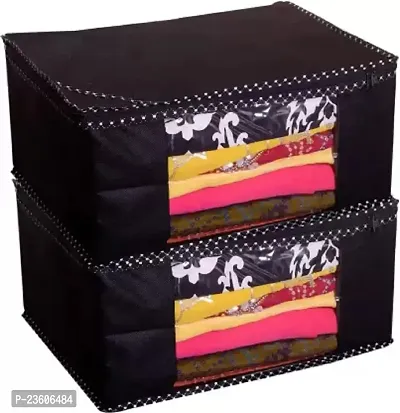 Classecrafts Saree Cover Quality Pack Of 2 Non Woven Designer Height Saree Cover Black