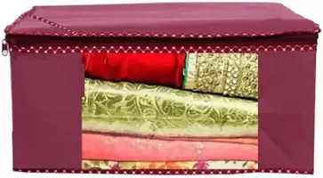 Classecrafts Saree Cover Quality Pack Of 2 Non Woven Designer Height Saree Cover Maroon-thumb1