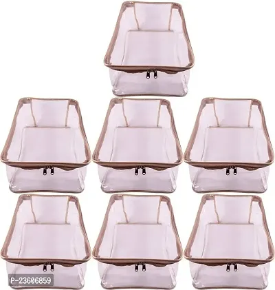 Classecrafts Pack Of 7Pc Large Transparent Shirt Cover Saree Cover Storage Bag Organizer Bag Gold