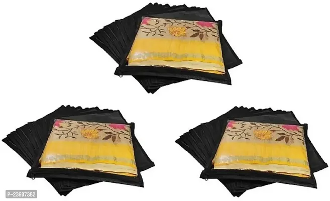 Classecrafts Non - Woven Single Packing Saree Cover Set, Garment Storage Bag Black36pc single saree coverNW(black)-thumb0