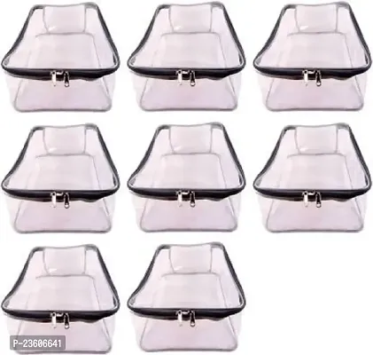 Classecrafts Pack Of 8Pc Large Transparent Shirt Cover Saree Cover Storage Bag Organizer Bag Grey-thumb0