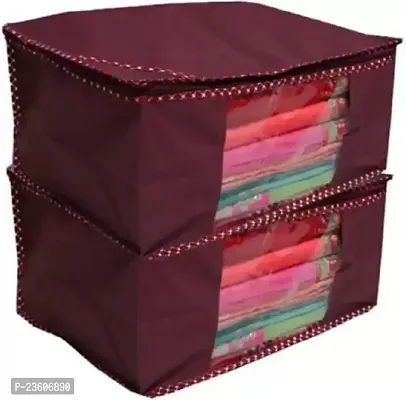 Classecrafts Saree Cover Quality Pack Of 2 Non Woven Designer Height Saree Cover Maroon