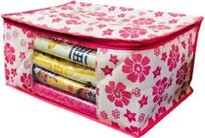 Saree cover Designer Non Woven Saree Cover Pink Floral Design set of 1 pcs (pink001)-thumb1