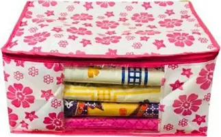 Saree cover Designer Non Woven Saree Cover Pink Floral Design set of 8 pcs-thumb1