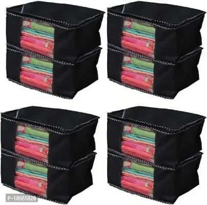 Saree cover Pack of 8 Non Woven 10inch Designer Height Saree Cover(black)