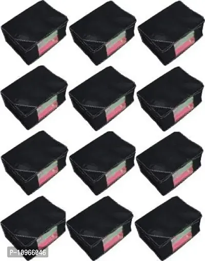 Pack of 12 Non Woven 10inch Designer Height Saree Cover(black)