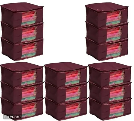 Pack of 15 Non Woven Designer Height Saree Cover (maroon)