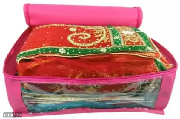Cygnet Fashionista saree cover High Quality Pack of 1 Non Woven 10inch Designer Height Saree Cover Gift Organizer bag vanity pouch Keep saree/Suit/Travelling Pouch (Pink)-thumb3