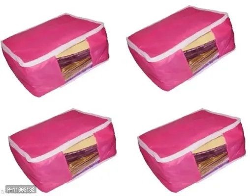 Cygnet Fashionista saree cover High Quality Pack of 4 Non Woven 10inch Designer Height Saree Cover Gift Organizer bag vanity pouch Keep saree/Suit/Travelling Pouch (Pink)
