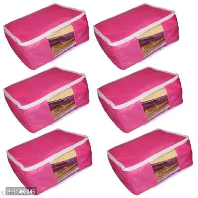 Cygnet Fashionista saree cover High Quality Pack of 6 Non Woven 10inch Designer Height Saree Cover Gift Organizer bag vanity pouch Keep saree/Suit/Travelling Pouch (Pink)