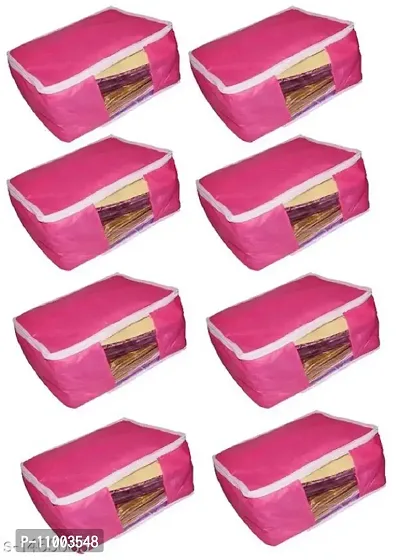 Cygnet Fashionista saree cover High Quality Pack of 8 Non Woven 10inch Designer Height Saree Cover Gift Organizer bag vanity pouch Keep saree/Suit/Travelling Pouch (Pink)