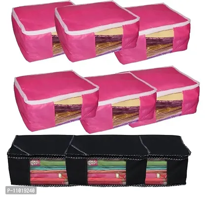 saree cover Quality Pack of 9 Non Woven 10inch Designer Height Saree Cover 6pcpink3pc black(N)  (Multicolor)