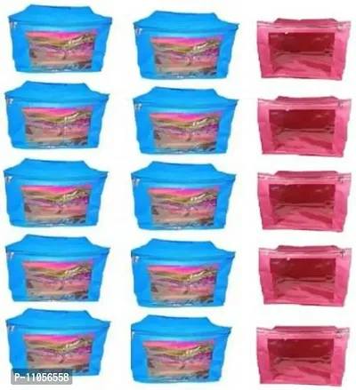 Cygnet Fashionista saree cover Designer Height Saree Cover Gift Organizer bag pack of 15 vanity pouch 10pc blue 5pc pink saree cover  (Multicolor)