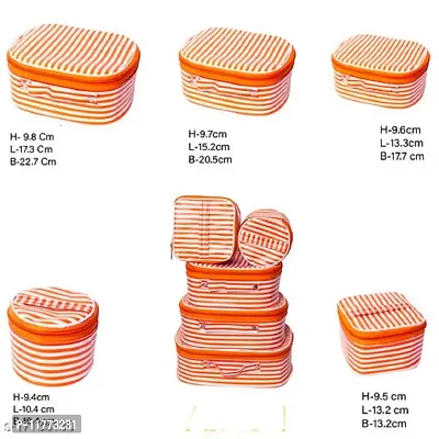 Multipurpose Set Of 5 Pc Cosmetic Storage Box Vanity Box With Makeup Kit Storage Box / Makeup Organizer Vanity Box(Orange, White)-thumb0