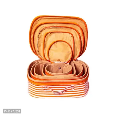Multipurpose Set Of 5 Pc Cosmetic Storage Box Vanity Box With Makeup Kit Storage Box / Makeup Organizer Vanity Box(Orange, White)-thumb3