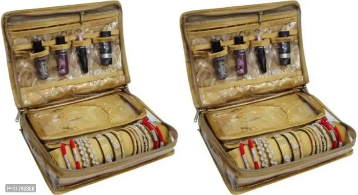 Pack of 2 Locker Jewellery box Wardrobe Organiser  jewellery box, vanity box Vanity Box  (Gold)