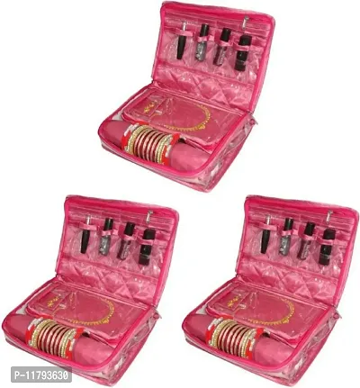 Pack of 3 Locker Jewellery box Wardrobe Organiser  jewellery box, vanity box Vanity Box  (Pink)-thumb0