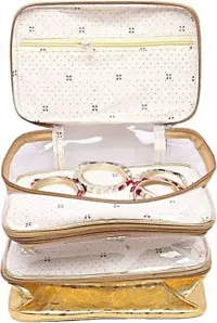 CLASSECRAFTS Pack of 1 Transparent PVC Make Up Kit Cum Jewellery Kit (Gold) Makeup Bag Toiletries Bag Cosmetic Kit Pouch Utility Bag vanity box, jewellery box, makeup box, Vanity Box  (Gold)-thumb1