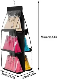 Pack of 2 Pcs 6 Pocket Purse Organizer Hanging Handbag Wardrobe Organizer Closet Tidy Closet Organizer Wardrobe Rack Hangers Holder For Purse Pouch Handbag Organizer-thumb3