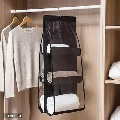 Pack of 2 Pcs 6 Pocket Purse Organizer Hanging Handbag Wardrobe Organizer Closet Tidy Closet Organizer Wardrobe Rack Hangers Holder For Purse Pouch Handbag Organizer-thumb3