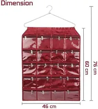 Pack of 1 Pcs 20 Pockets Hanging Jewellary Organizer Accessories Organizer(Maroon)-thumb1