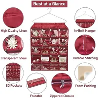 Pack of 1 Pcs 20 Pockets Hanging Jewellary Organizer Accessories Organizer(Maroon)-thumb2