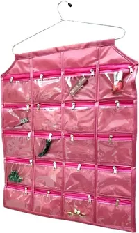 Pack of 1 Pcs 20 Pockets Hanging Jewellary Organizer Accessories Organizer(Pink)-thumb1