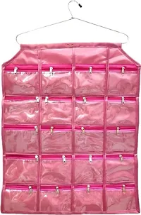 Pack of 1 Pcs 20 Pockets Hanging Jewellary Organizer Accessories Organizer(Pink)-thumb2