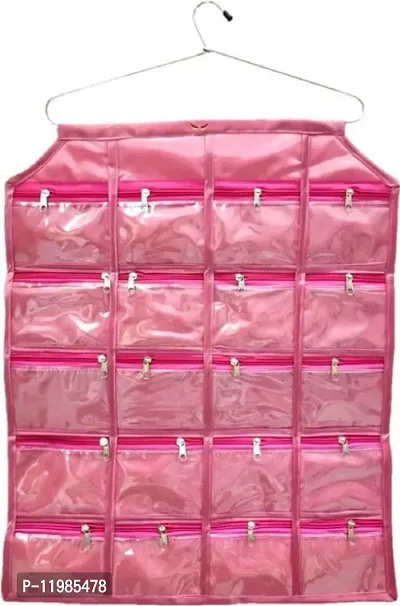 Pack of 1 Pcs 20 Pockets Hanging Jewellary Organizer Accessories Organizer(Pink)-thumb3