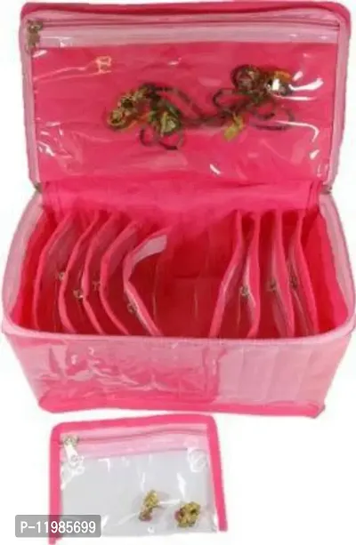 TEN pocket ,brocade jewellery kit vanity case jewellery bangle box(Pink)