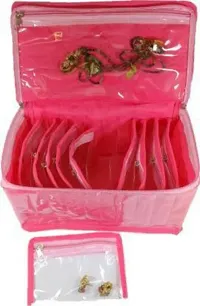 Pack of 2Pcs TEN pocket ,brocade jewellery kit vanity case jewellery bangle box(Pink)-thumb1