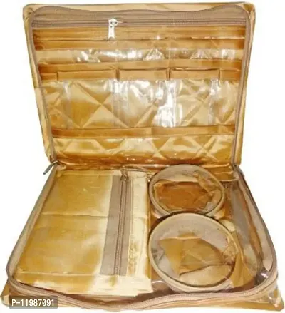 CLASSECRAFTS Pack of 1Pcs Satin Jewellery Makeup Beauty Kit Storage(Gold)