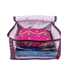 CLASSECRAFTS Saree cover High Quality Travelling Bag Pack of 4Pcs satin large(Purple)-thumb1