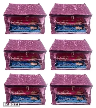 CLASSECRAFTS Saree cover High Quality Travelling Bag Pack of 6Pcs satin large(Purple)