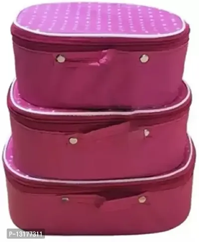 CLASSECRAFTS 3 pieces of best quality Makeup kit box Jewellery box, Vanity box, MakeUp Vanity Bag, storage Box, Multipurpose Kit, Travelling Bag Vanity Box&nbsp;&nbsp;(Pink)-thumb0