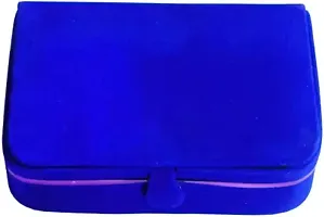 CLASSECRAFTS Pack of 3 Pieces Velvet Vanity case Ring and Earring storage travelling Folder Box Multifunction Storage Box for Girls  Women, Multipurpose Kit, Travelling Bag Vanity Box&nbsp;(Blue)-thumb1
