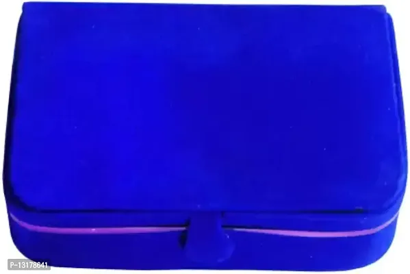 CLASSECRAFTS Pack of 3 Pieces Velvet Vanity case Ring and Earring storage travelling Folder Box Multifunction Storage Box for Girls  Women, Multipurpose Kit, Travelling Bag Vanity Box&nbsp;(Blue)-thumb2