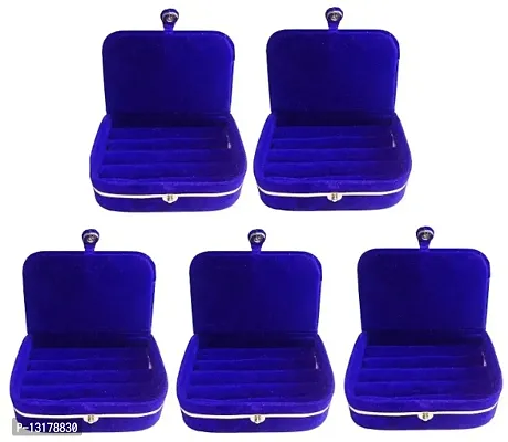 CLASSECRAFTS Pack of 5 Pieces Velvet Vanity case Ring and Earring storage travelling Folder Box Multifunction Storage Box for Girls  Women, Multipurpose Kit, Travelling Bag Vanity Box&nbsp;(Blue)