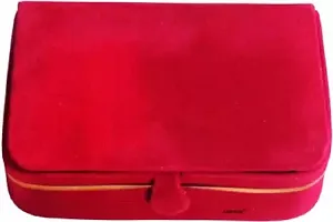 CLASSECRAFTS Pack of 4 Pieces Velvet Vanity case Ring and Earring storage travelling Folder Box Multifunction Storage Box for Girls  Women, Multipurpose Kit, Travelling Bag Vanity Box&nbsp;&nbsp;(Red)-thumb1