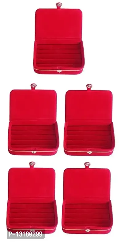 CLASSECRAFTS Pack of 5 Pieces Velvet Vanity case Ring and Earring storage travelling Folder Box Multifunction Storage Box for Girls  Women, Multipurpose Kit, Travelling Bag Vanity Box&nbsp;&nbsp;(Red)-thumb0