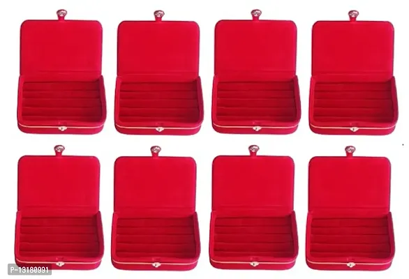 CLASSECRAFTS Pack of 8 Pieces Velvet Vanity case Ring and Earring storage travelling Folder Box Multifunction Storage Box for Girls  Women, Multipurpose Kit, Travelling Bag Vanity Box&nbsp;&nbsp;(Red)