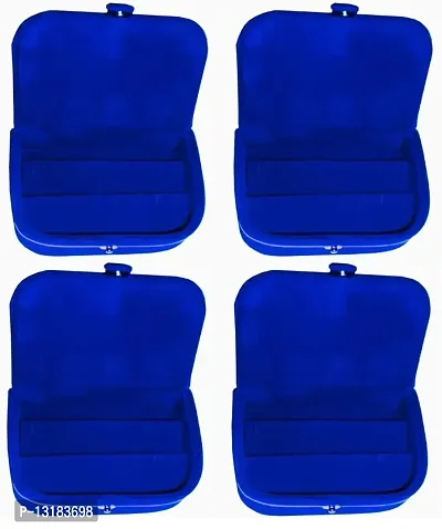 CLASSECRAFTS Pack of 4Pcs Velvet Vanity case Ring and Earring storage travelling Folder Box Vanity Box  (Blue)