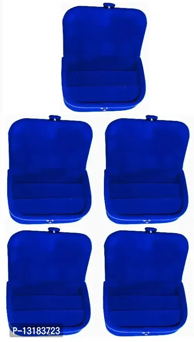 CLASSECRAFTS Pack of 5Pcs Velvet Vanity case Ring and Earring storage travelling Folder Box Vanity Box  (Blue)